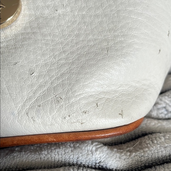 Brahmin White Navy Croc-Embossed Satchel with Tan Trim - Picture 3 of 14